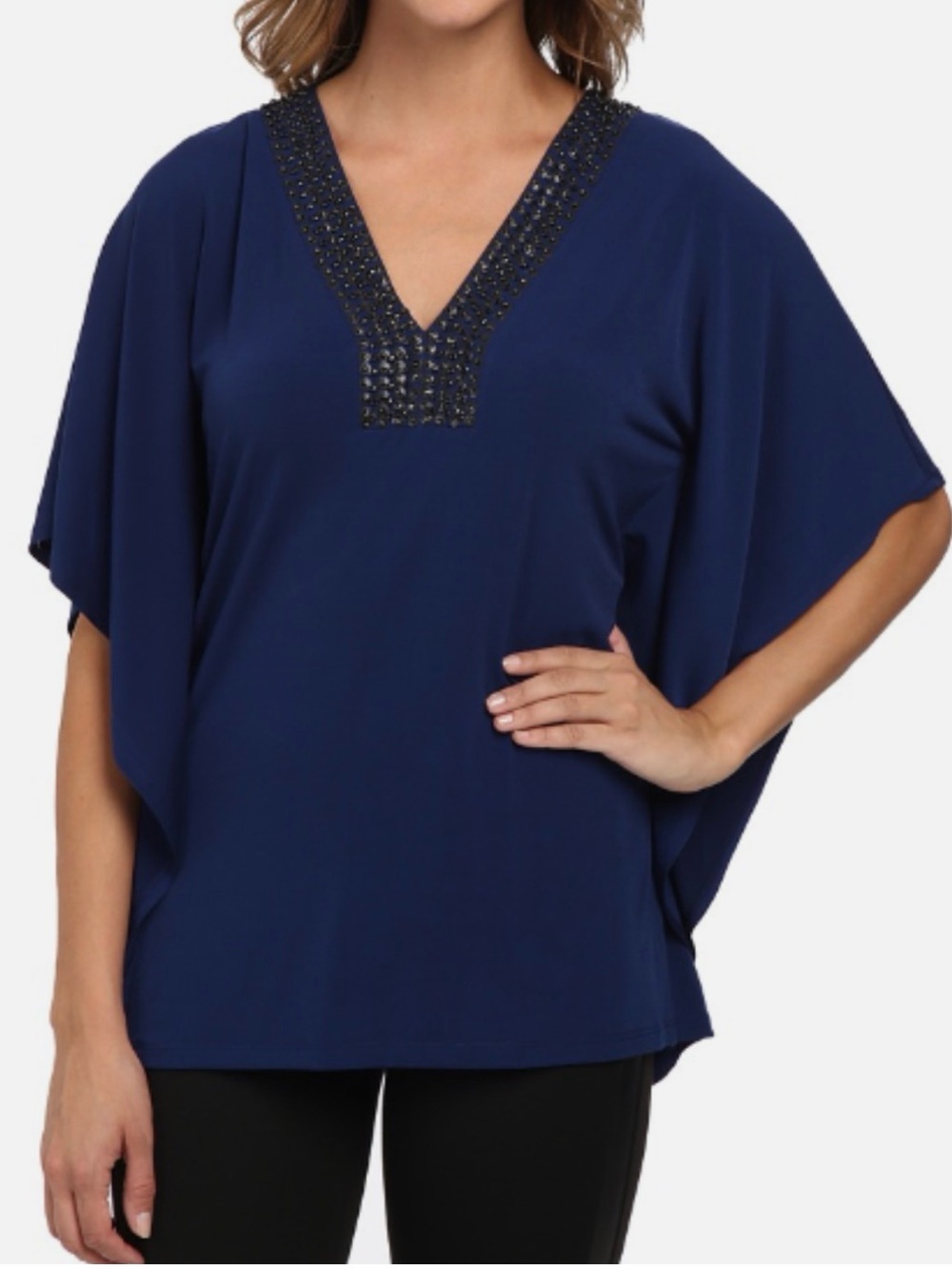 MICHAEL Michael Kors Navy Beaded V-Neck Tunic